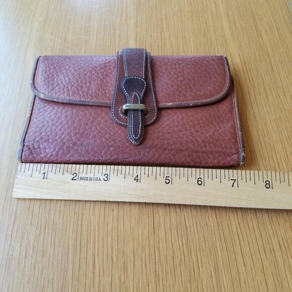 Vintage Dooney & Bourke AWL Brown Pebbled Leather Madison Clutch Wallet - Picture 14 of 15